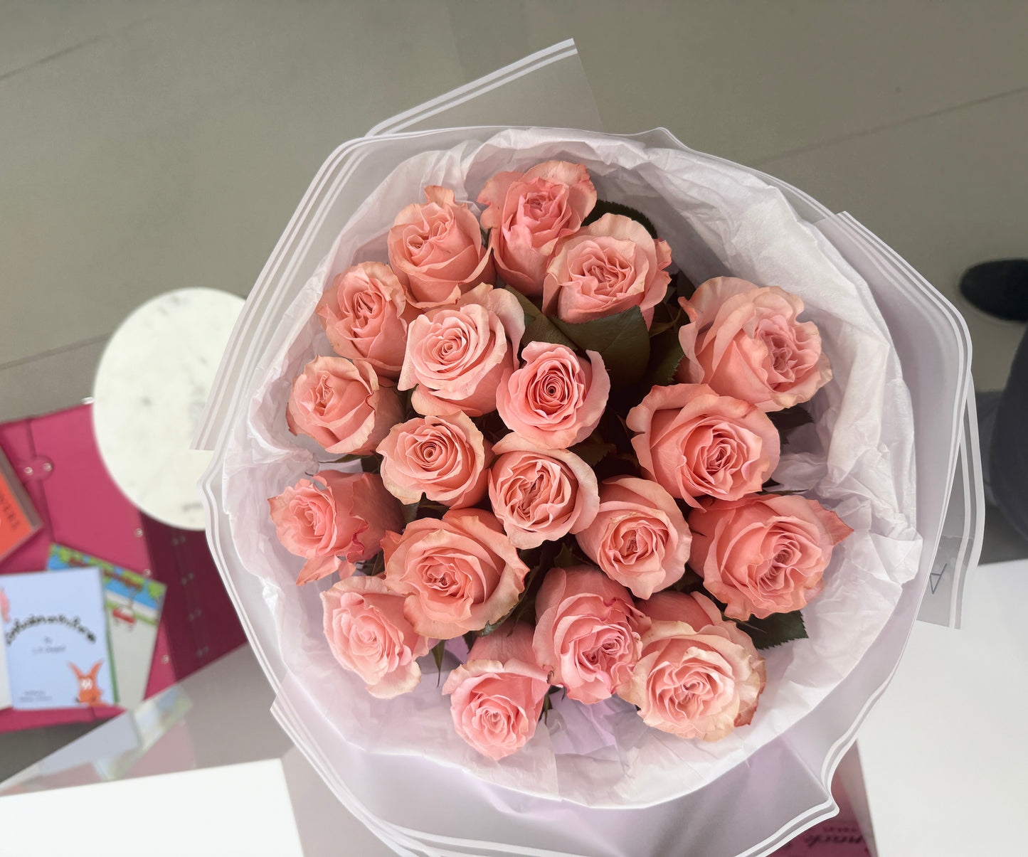 Classic Pink Rose Flower Bouquet - Miami Flower Store Same-Day Delivery Fort Lauderdale Brickell Aventura Las Olas Hallendale Beach Hollywood Sunny Isles