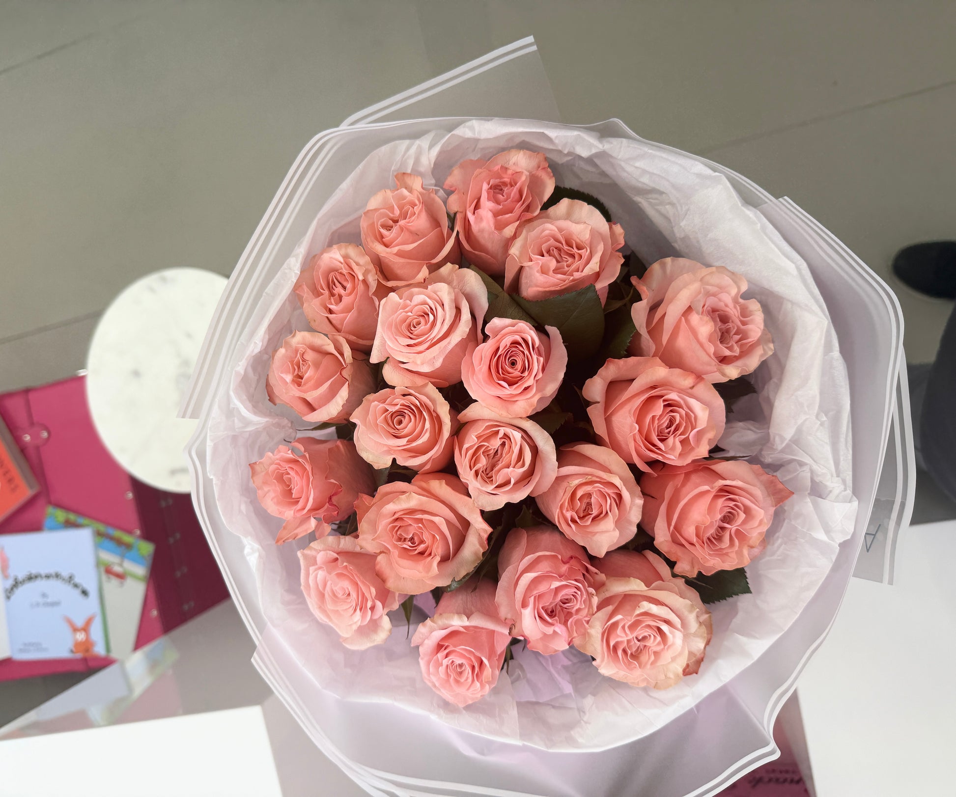 Classic Pink Rose Flower Bouquet - Miami Flower Store Same-Day Delivery Fort Lauderdale Brickell Aventura Las Olas Hallendale Beach Hollywood Sunny Isles