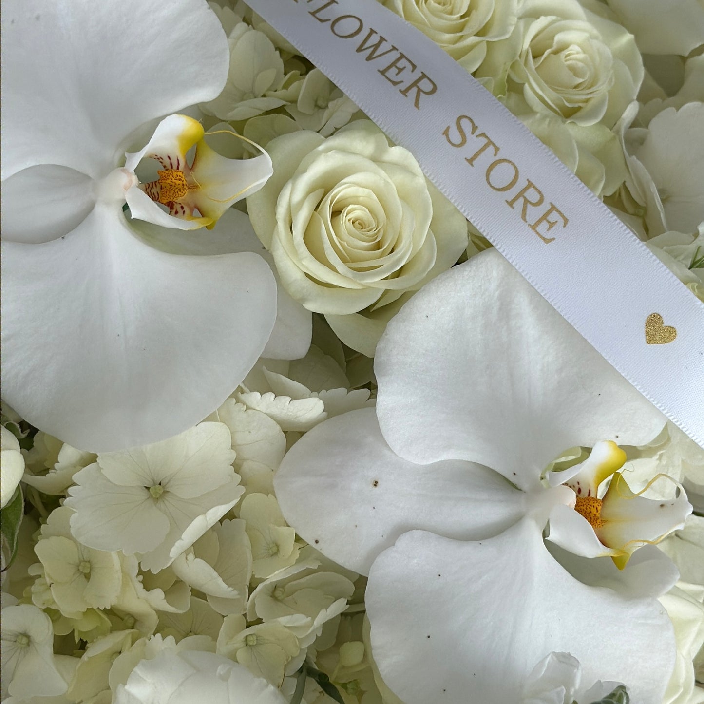 White Rose Flower Bouquet With Orchids & Spray Roses - Miami Flower Store Same-Day Delivery Fort Lauderdale Brickell Aventura Las Olas Hallendale Beach Hollywood Sunny Isles