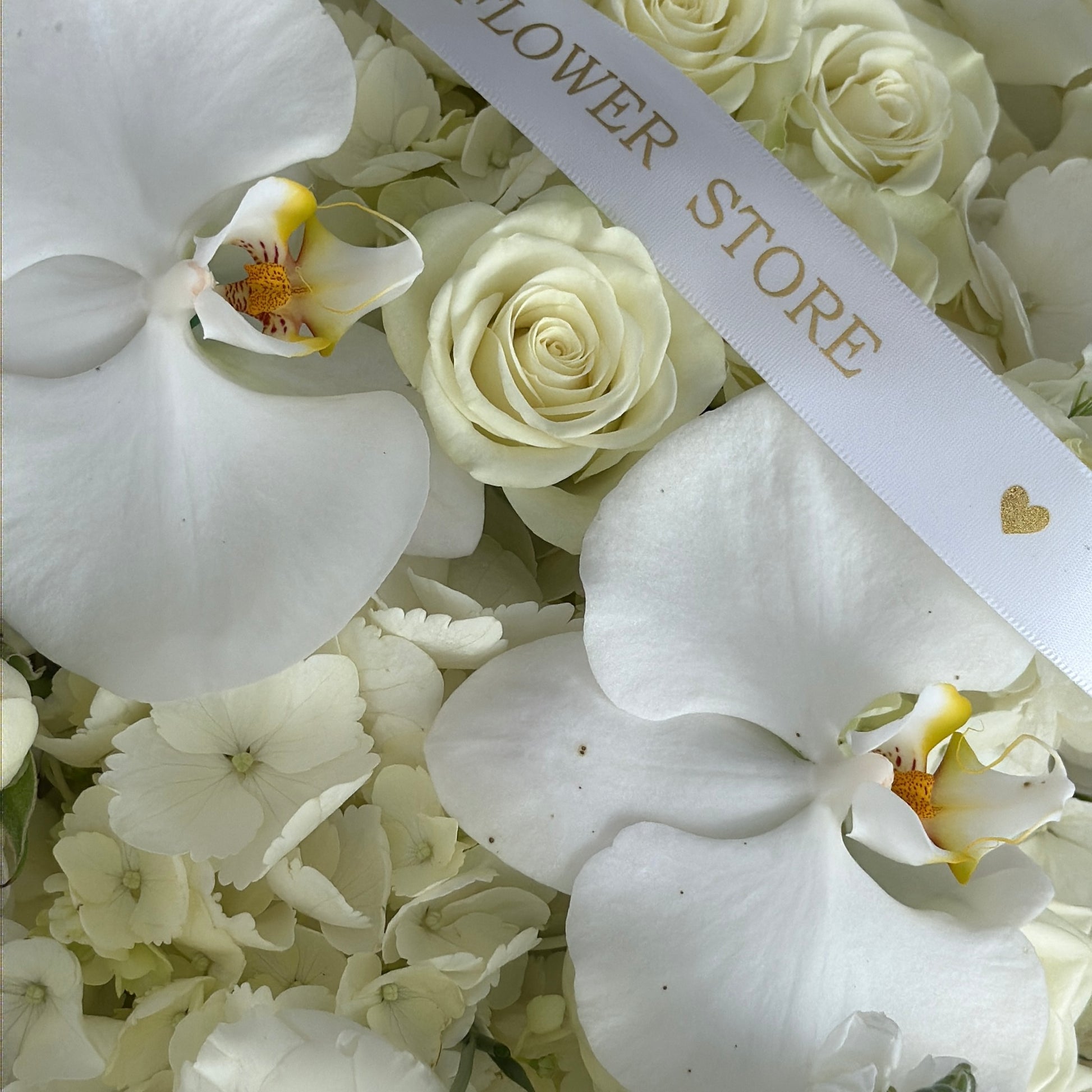 White Rose Flower Bouquet With Orchids & Spray Roses - Miami Flower Store Same-Day Delivery Fort Lauderdale Brickell Aventura Las Olas Hallendale Beach Hollywood Sunny Isles