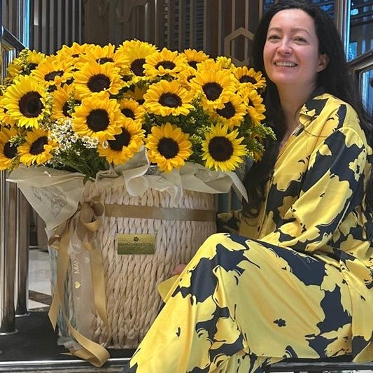 Sunflower Bouquet in A Oversized Basket - Miami Flower Store Same-Day Delivery Fort Lauderdale Brickell Aventura Las Olas Hallendale Beach Hollywood Sunny Isles