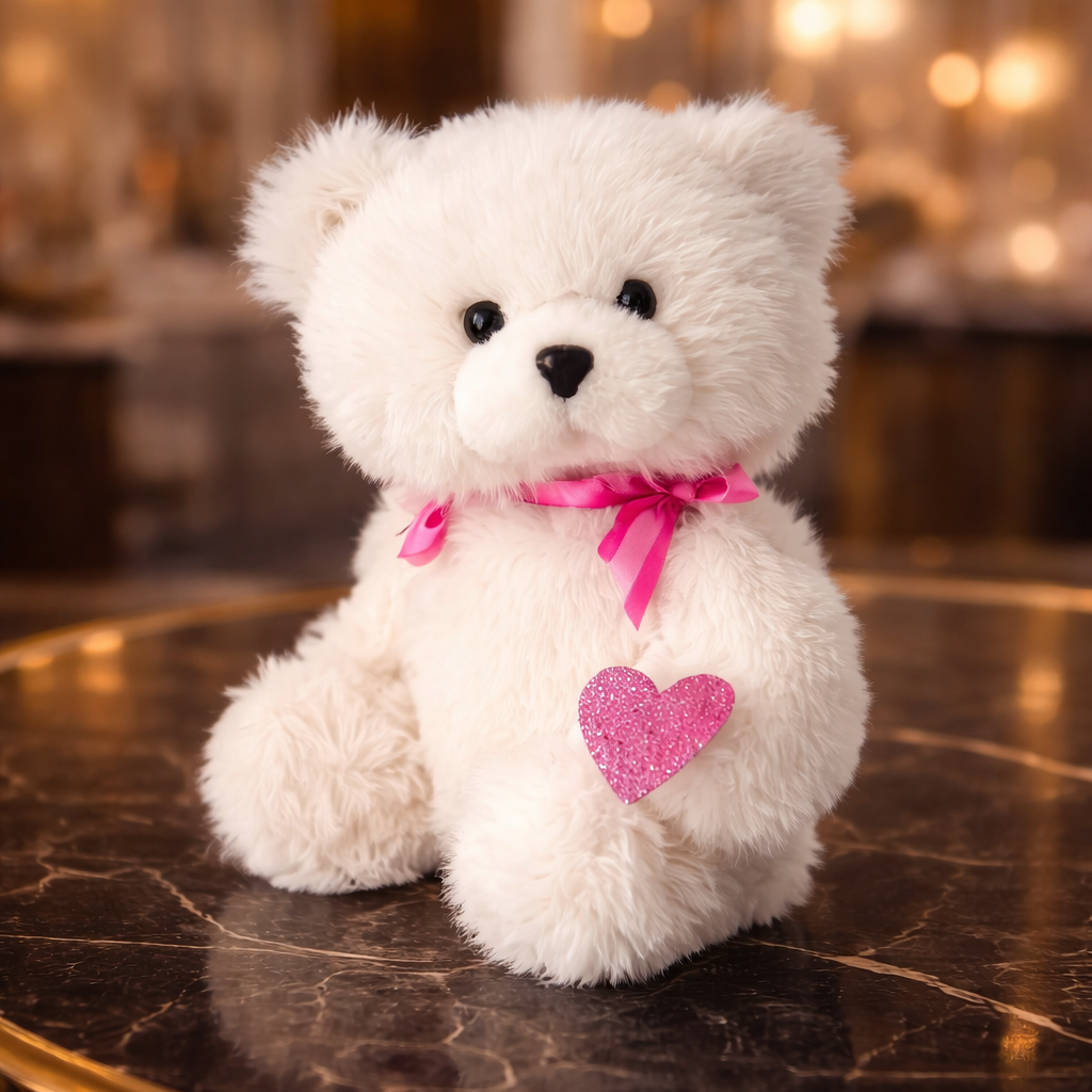 11" White Stuffed Teddy Bear - Miami Flower Store Same-Day Delivery Fort Lauderdale Brickell Aventura Las Olas Hallendale Beach Hollywood Sunny Isles