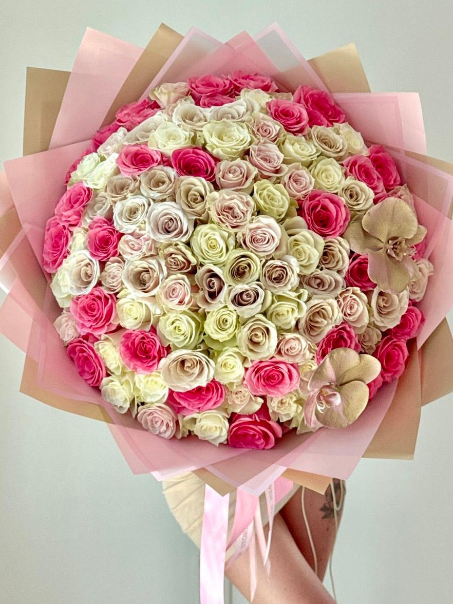 75 Rose Flower Bouquet Of Colored Mixed Roses - Miami Flower Store Delivery Fort Lauderdale