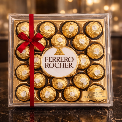 24 Pc. Ferrero Rocher Candy Box With Bow (300g) - Miami Flower Store Same-Day Delivery Fort Lauderdale Brickell Aventura Las Olas Hallendale Beach Hollywood Sunny Isles