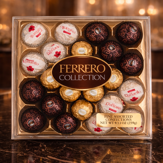24 Pc. Ferrero Rocher Assorted Chocolate Candy Box With Bow - Miami Flower Store Same-Day Delivery Fort Lauderdale Brickell Aventura Las Olas Hallendale Beach Hollywood Sunny Isles
