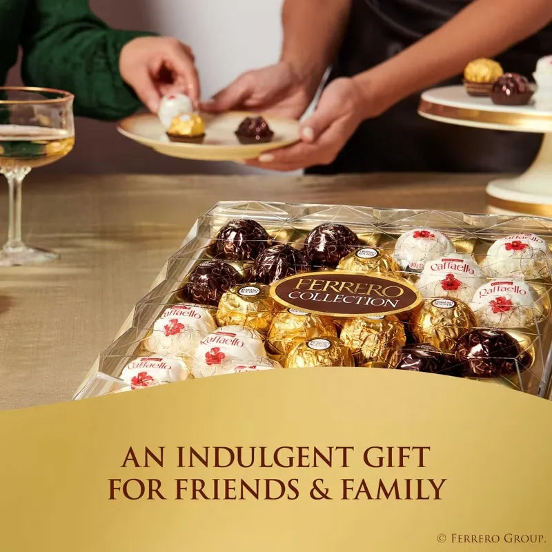 24 Pc. Ferrero Rocher Assorted Chocolate Candy Box With Bow - Miami Flower Store Same-Day Delivery Fort Lauderdale Brickell Aventura Las Olas Hallendale Beach Hollywood Sunny Isles
