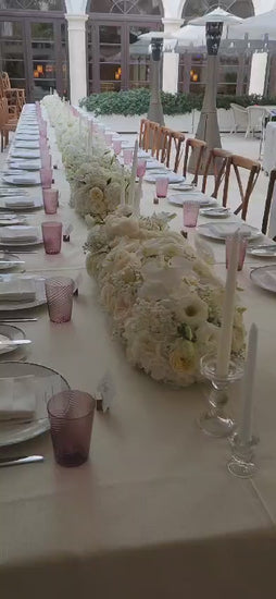 White Table Centerpieces Wedding Richly Filled With Flowers - Miami Flower Store Same-Day Delivery Fort Lauderdale Brickell Aventura Las Olas Hallendale Beach Hollywood Sunny Isles
