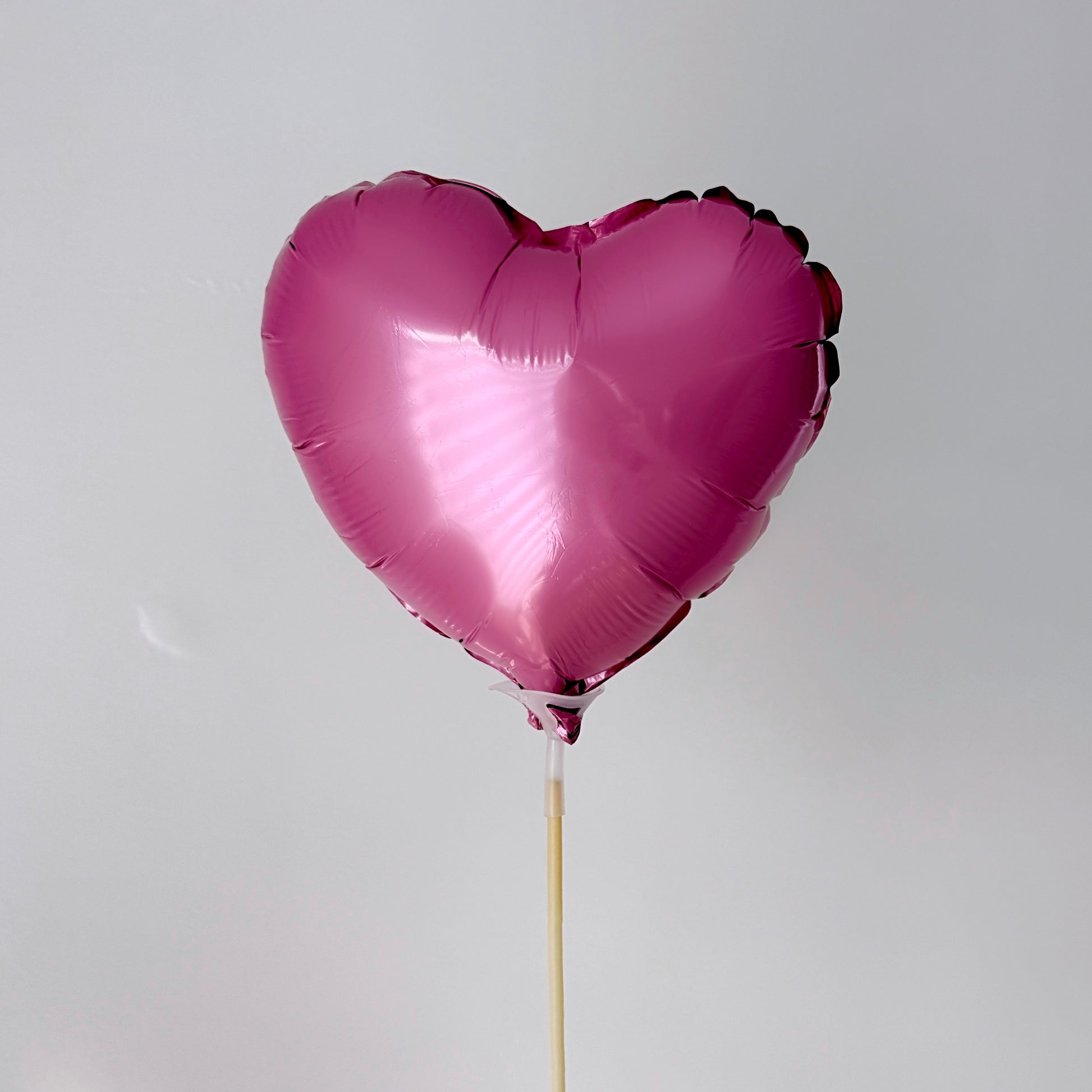 Small Pink Heart Shaped Metallic Foil Balloons On A Stick - 8''x8'' - Miami Flower Store Same-Day Delivery Fort Lauderdale Brickell Aventura Las Olas Hallendale Beach Hollywood Sunny Isles
