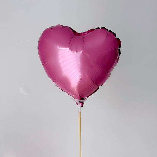 Small Pink Heart Shaped Metallic Foil Balloons On A Stick - 8''x8'' - Miami Flower Store Same-Day Delivery Fort Lauderdale Brickell Aventura Las Olas Hallendale Beach Hollywood Sunny Isles