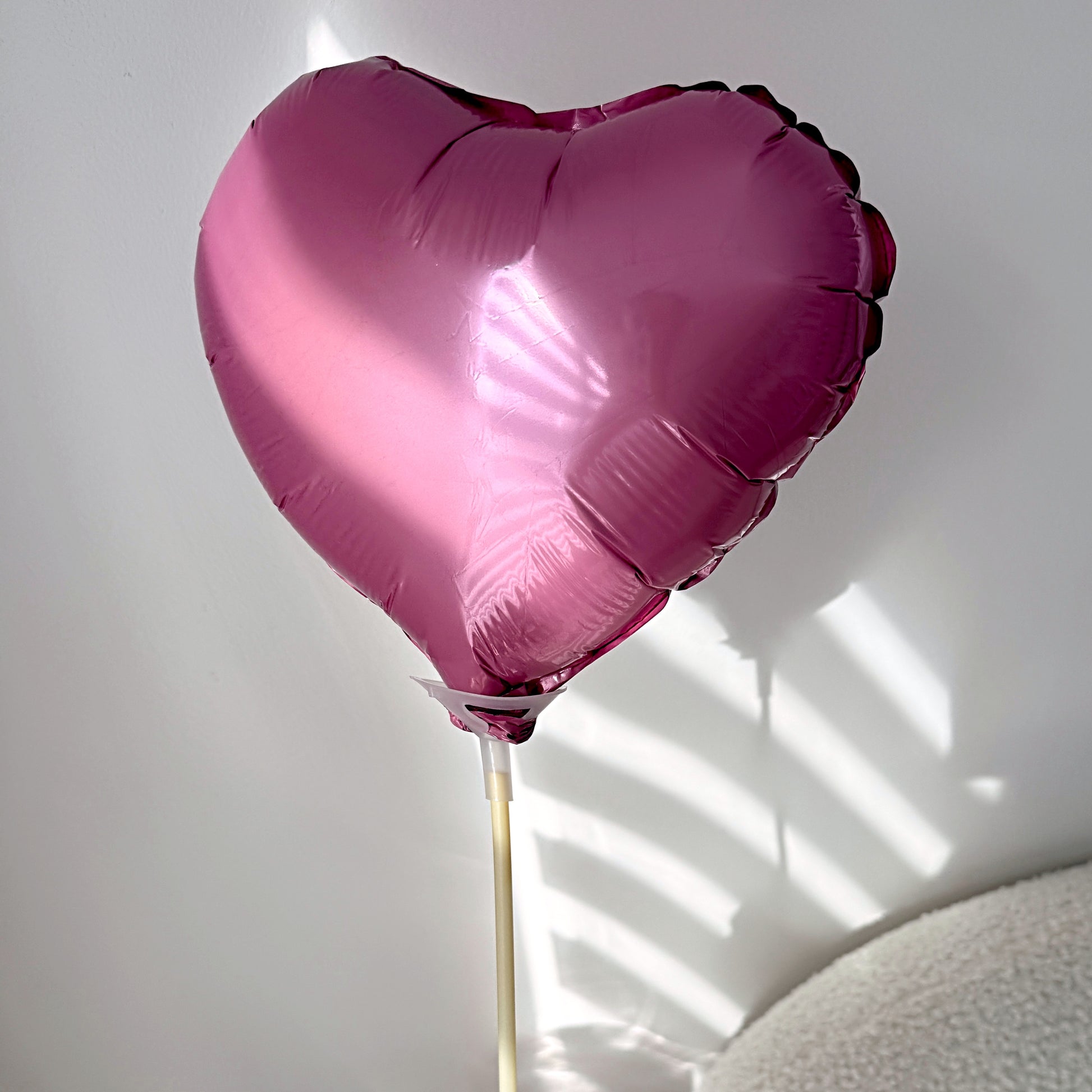 Small Pink Heart Shaped Metallic Foil Balloons On A Stick - 8''x8'' - Miami Flower Store Same-Day Delivery Fort Lauderdale Brickell Aventura Las Olas Hallendale Beach Hollywood Sunny Isles