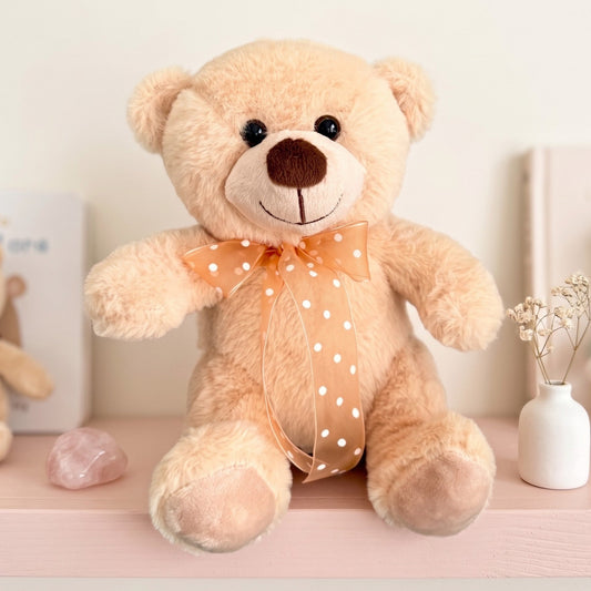 8" Sitting Beige Stuffed Teddy Bear - Miami Flower Store Same-Day Delivery Fort Lauderdale Brickell Aventura Las Olas Hallendale Beach Hollywood Sunny Isles