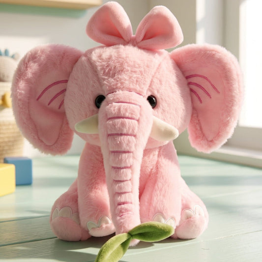 10" Sitting Pink Stuffed Elephant - Miami Flower Store Same-Day Delivery Fort Lauderdale Brickell Aventura Las Olas Hallendale Beach Hollywood Sunny Isles
