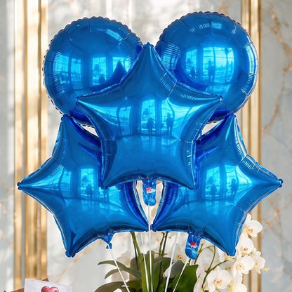 3 or 5 Balloons Blue Metallic Foil Star Balloon Bouquet - Miami Flower Store Same-Day Delivery Fort Lauderdale Brickell Aventura Las Olas Hallendale Beach Hollywood Sunny Isles