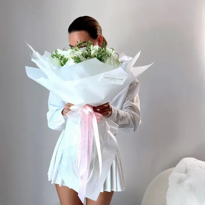 Calla Lilies Flower Bouquet Of 30 White Callas - Miami Flower Store Delivery Fort Lauderdale